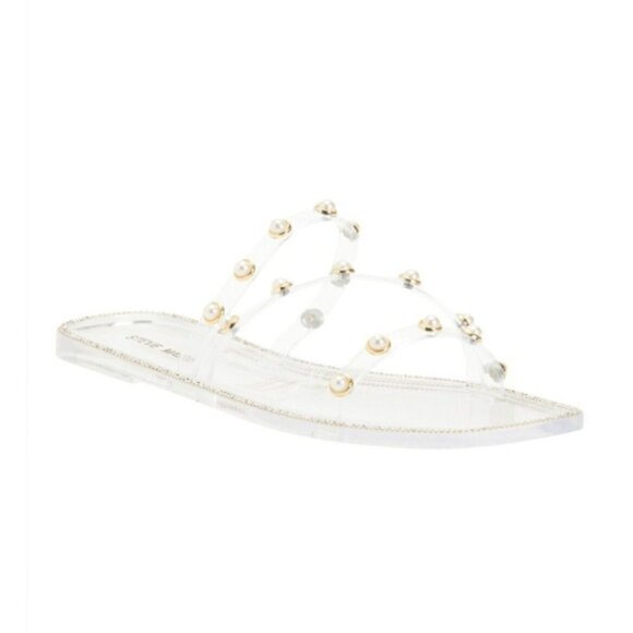 Steve Madden Shoes - Steve Madden 'Nonni' Pearl-Strap Jelly Slide Sandals with Crystal Trim, Clear